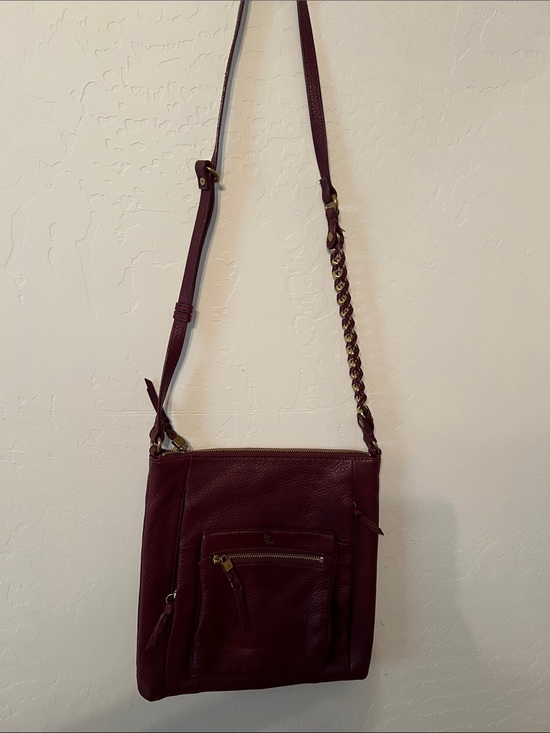 Elliott Lucca Handbags - Elliott Lucca Women's Burgundy Leather Crossbody Bag. 3 outside zip pockets